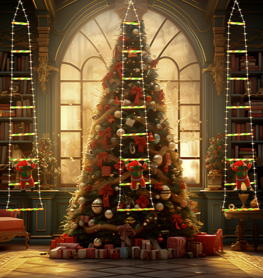 Weihnachtsmann-Leiter, LED-Farblichter, USB-Lichterkette für Höhle Innen- und Außenbereich, Weihnachtsdekoration, Lichter mit festlicher Atmosphäbetreffend