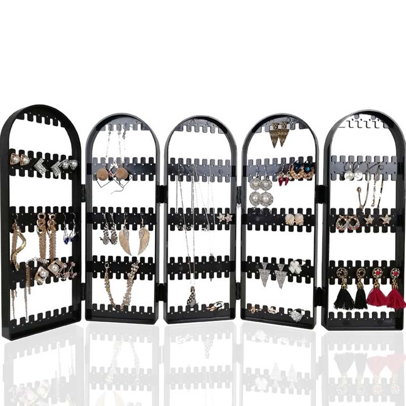 120/180/240/360holes Plastic Clear Earrings Studs Display Rack Folding Screen Earring Jewelry Display Stand Holder Storage Box