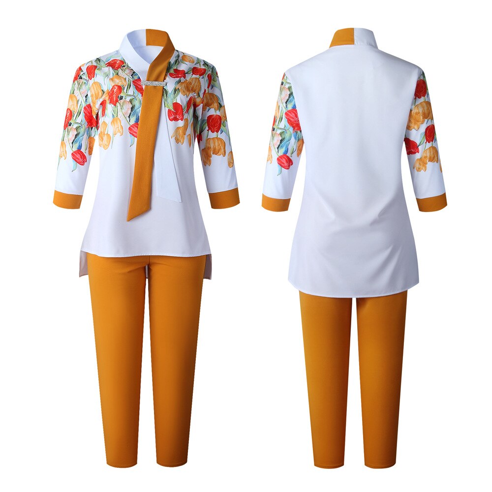 2 Piece Set Africa Clothes African Dashiki Dashiki Suit Top And Trousers Super Elastic Party Plus Size For Lady