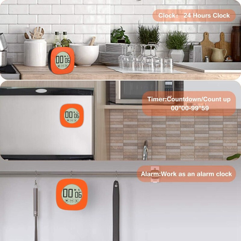 Digital Kitchen Timer for Cooking, Cooking Minute Second Timer Alarm Clock, Large LED Display, Loud Alarm, netic