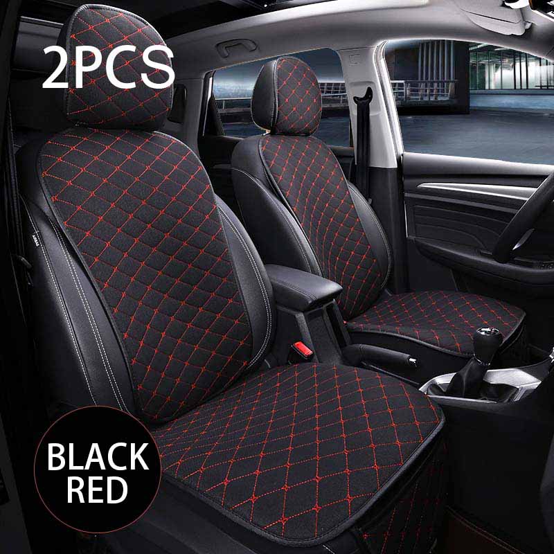 Fire sæsoner bilsædeovertræk sæde beskyttelsesmåtte indvendigt tilbehør ikke-glidende bagsæde bagsæde sædeovertræk autostol universel bil: Front sort rød 2pc