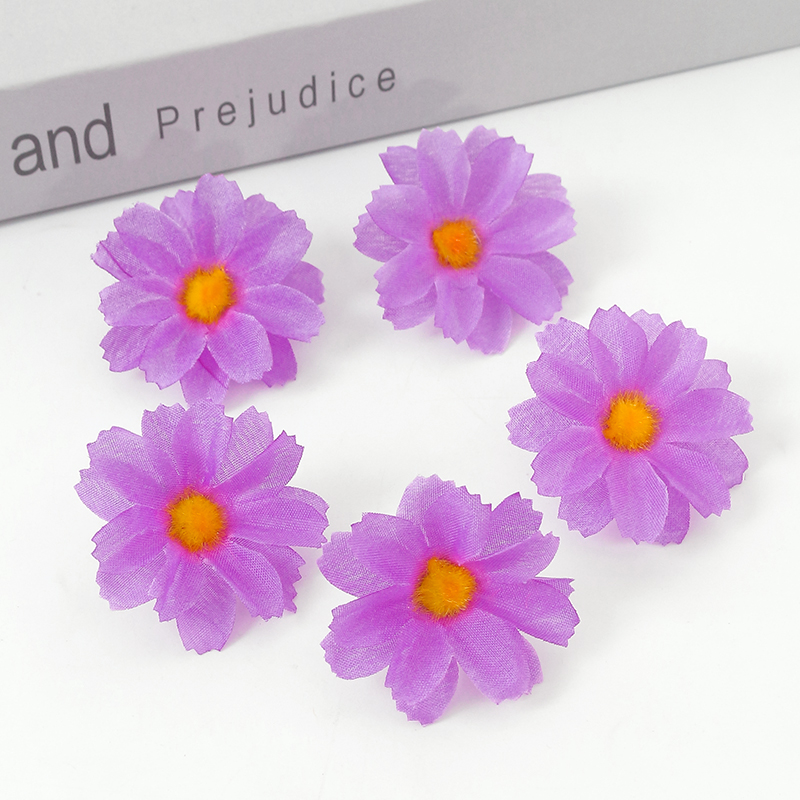 30/50 Uds. Flores artificiales Margarita flores de seda decoración boda decoración en casa Margarita Floral suministros para manualidades: M / Azul