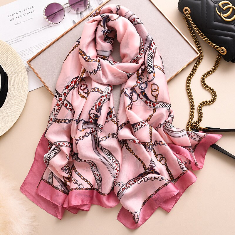 Høst 100%  silkeskjerf dame luksusmerke belter sjal og omslag foulard femme bandana mujer pluss størrelse 180cm: F146 f 2