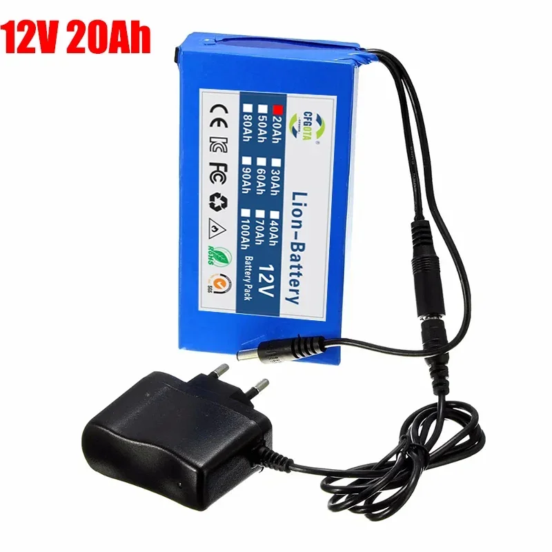 Akumulator litowo-polimerowy 12V 30000mAh z funkcją ochrony przed przeładowaniem, Super akumulator litowo-jonowy 12V robić wielokrotnego ładowania, zapasowy pakiet akumulatorów 12V: BŁĘKITNA