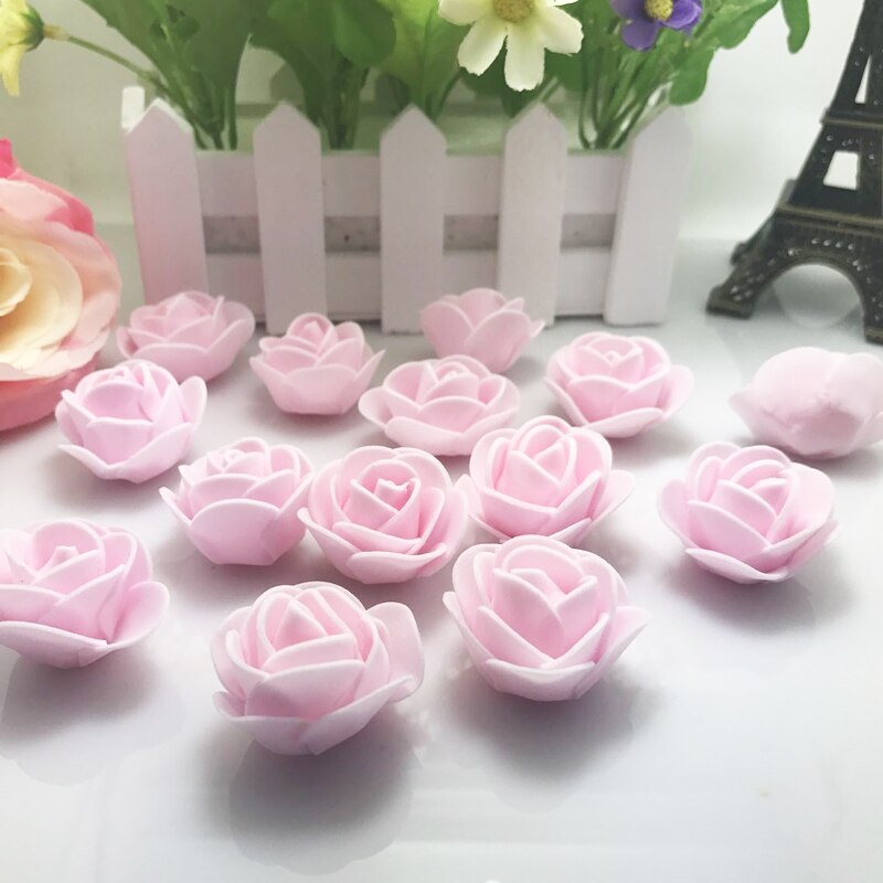 10pcs Tiffany blue Mini PE Foam Roses Artificial Flowers For Wedding Box Handmade Decoration DIY Wreath Valentine's day: Light pink