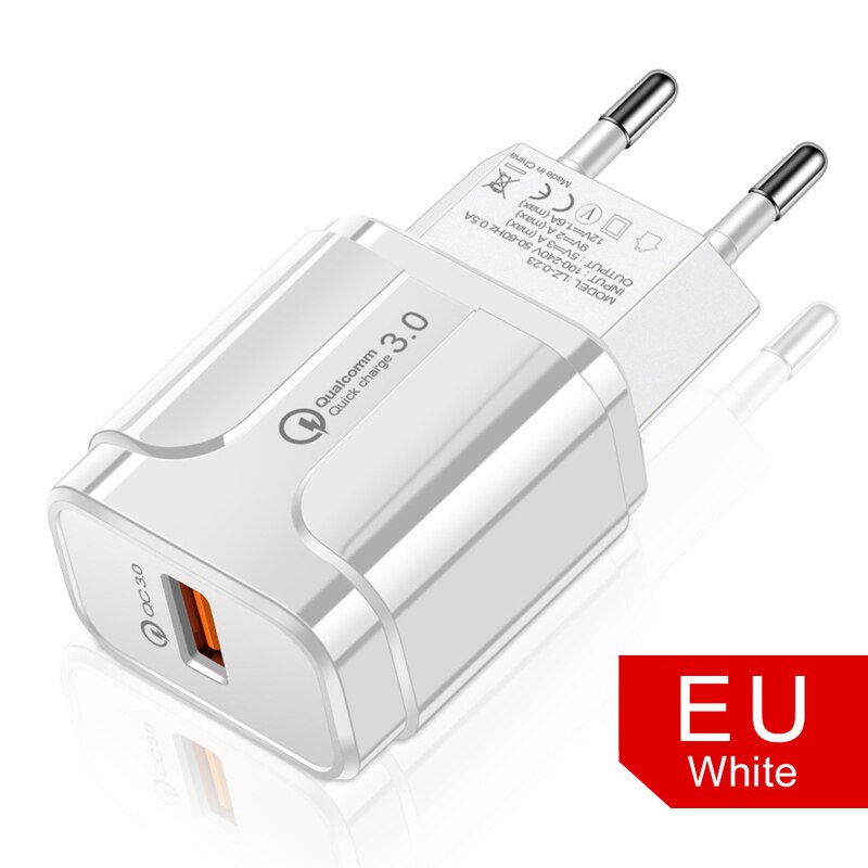 Universele Eu Charger 5V 3A Snelle Lading Qc 3.0 Travel Charger Voor Iphone Xs Max Xr Huawei P30 P20 pro Samsung Telefoon Tabletten: White EU Charger