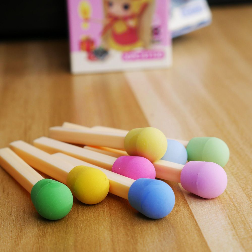 1 box of Novelty Matches Shaped Eraser Colorful for Kids Students School
