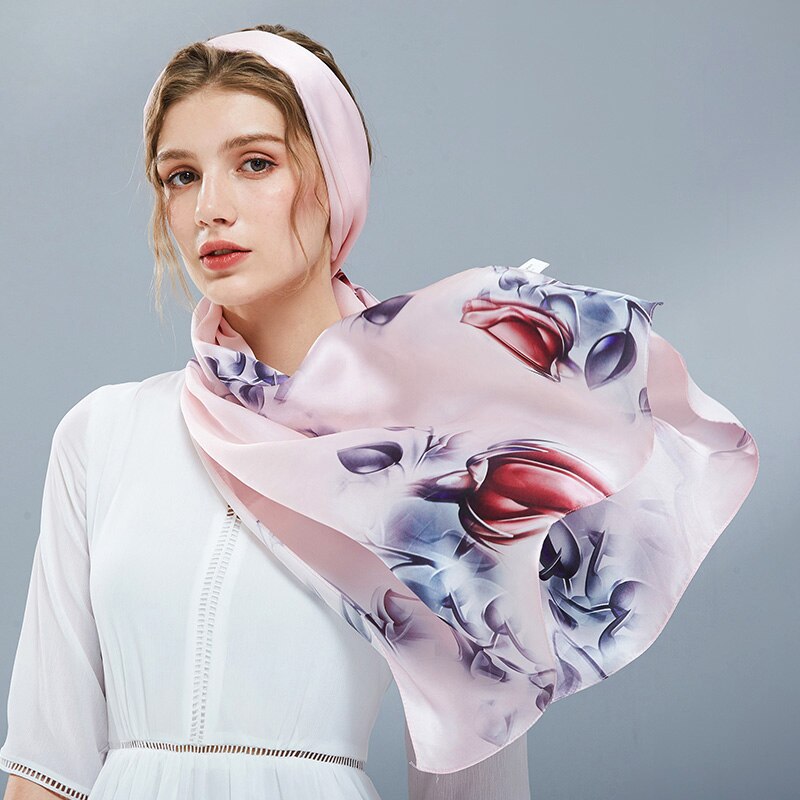 100% reine Seide Schal Damen Luxus Echt die Seide wickelt für Frauen drucken Tücher Foulard Femme Natürliche Seide schals: Farbe 1