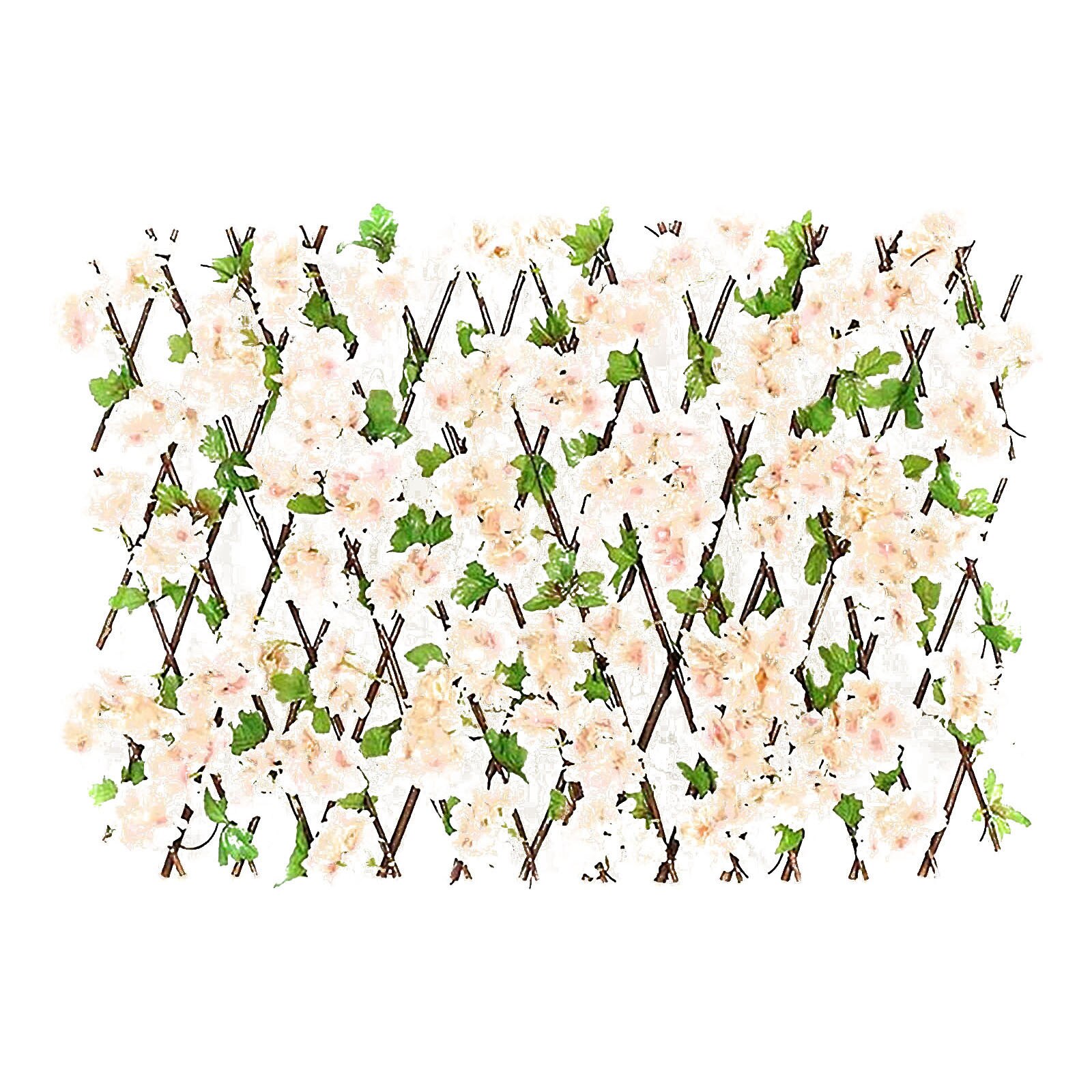 Intrekbare Hek Uitbreiden Houten Hek Hedge Met Kunstmatige 6 Soorten Cherry Bloem Bladeren Tuin Decoratie Trellis Screen
