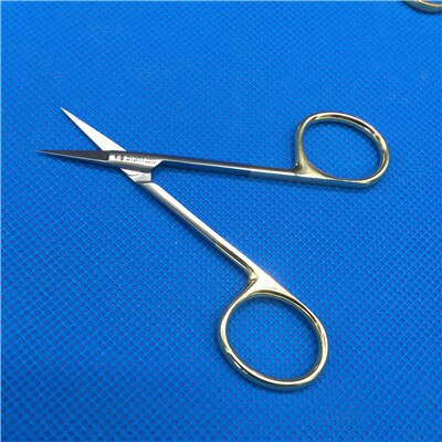 Øjensaks guldhåndtag kosmetisk plastikkirurgi instrument dobbelt øjenlågsværktøj oftalmisk operationssaks: 9.5 cm lige