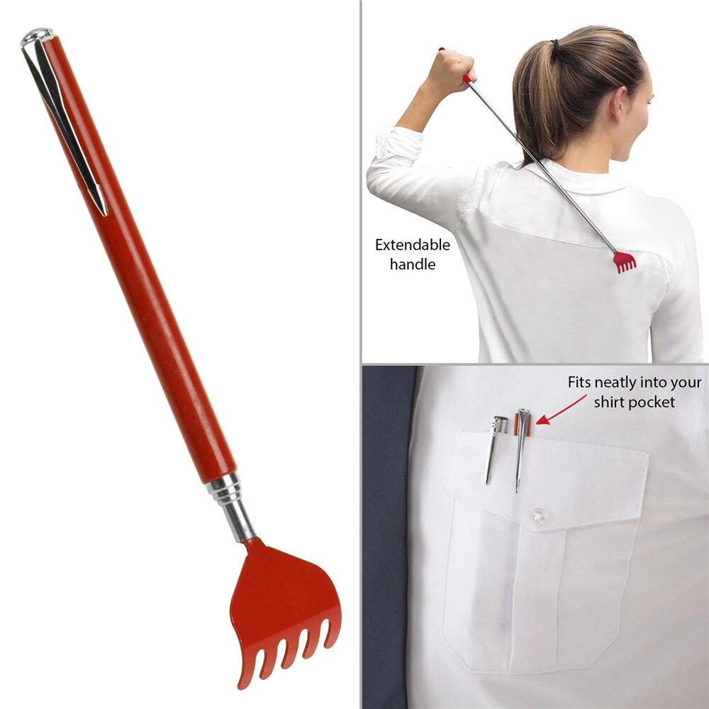 Bâton de Massage télescopique Anti-démangeaison pour le dos, en acier inoxydable, jaune et bleu, réglable, pour la relaxation