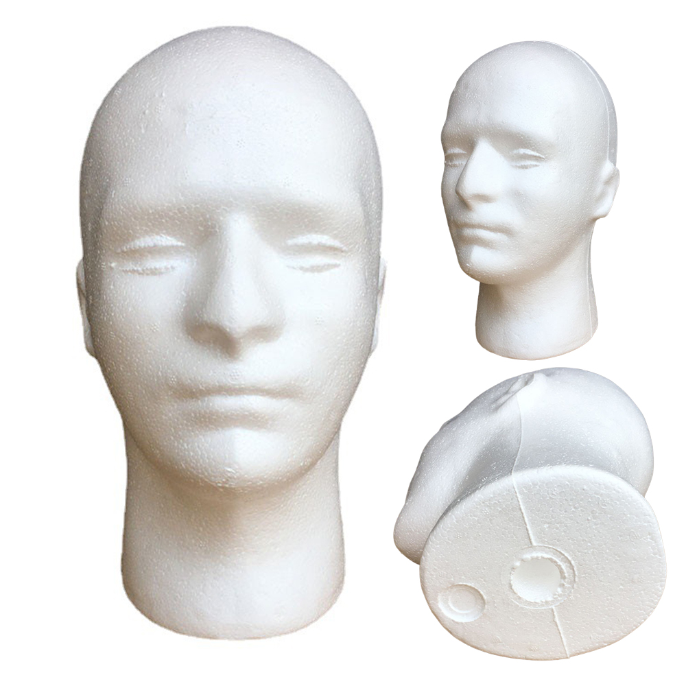 1PC Male Mannequin Head Easy-Pack Foam Wig Stand Durable Smooth Surface Wig Cap Holder for Store Salon Home
