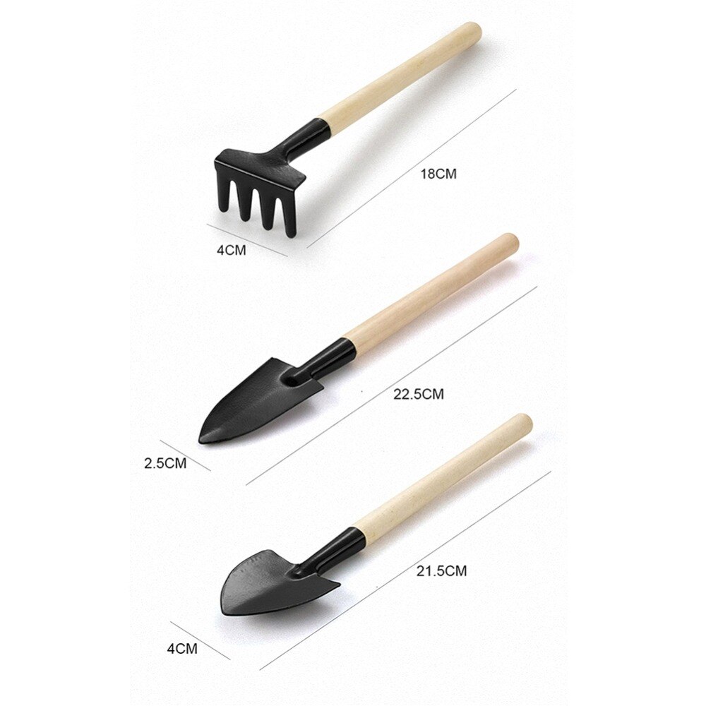 3 Pcs Garden Hand Trowel Shovel Spade Digging Gardening Tool with Wooden Handle