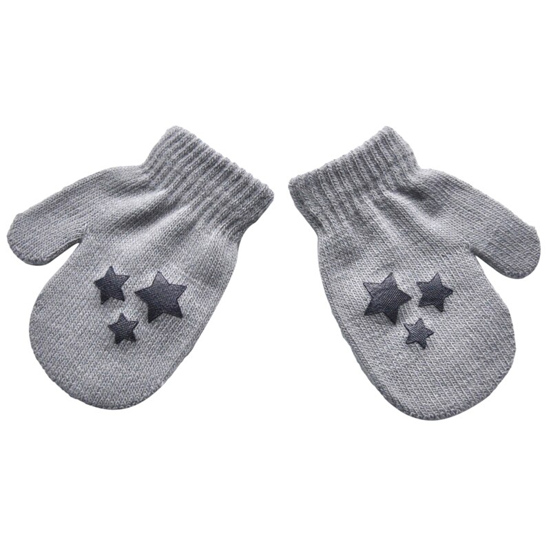 1 Paar Leuke Dot Ster Hart Patroon Wanten Jongens Meisjes Zachte Breien Warme Handschoenen Voor Kinderen Kids: Light Gray 1