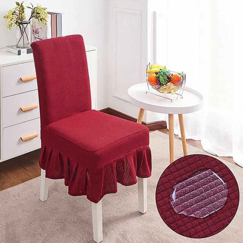 Waterproof Stretch Solid Color Skirt Dining Table Chair Cover Restaurant Chair Cover Skirt Stool Cover