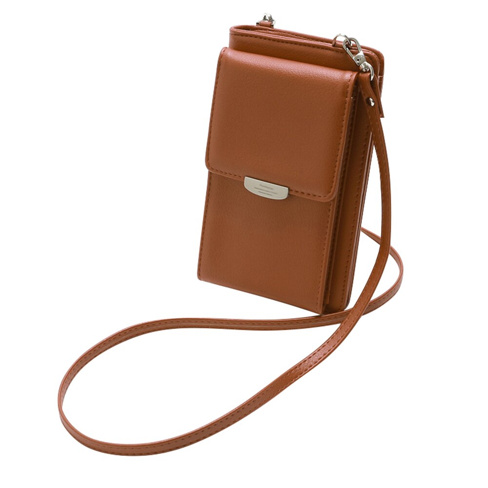 All In One Crossbody Phone Wallet Case Multi Function Scratches Shoulder Bag 18 x 11 x 3.5CM: Brown