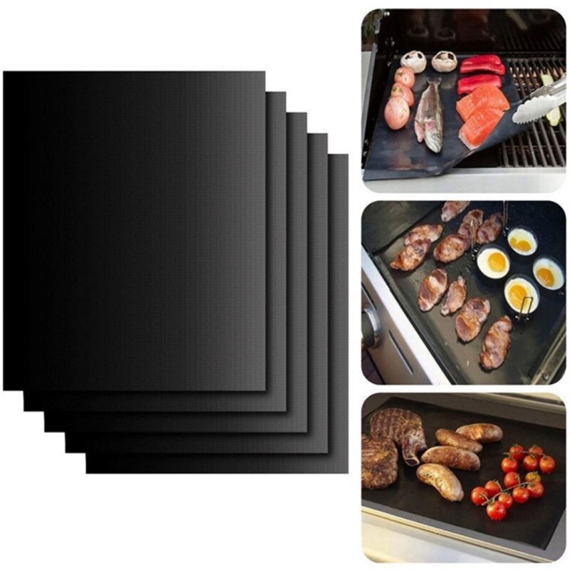 Non-stick bbq grill og bakematter gjenbrukbar kokeplate for fest ptfe grill pad grill utendørs sett  of 1/2/3/5/10