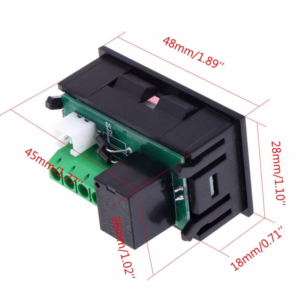 Termostato Digital W1218, controlador de temperatura DC 12V para incubadora con sonda roja