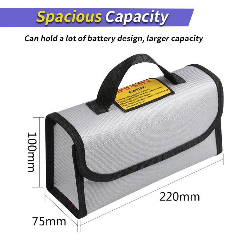 Multi-function Lithium Battery Explosion-proof Bag 1000 MAh Safety Charging Flame-retardant Storage Bag Zipper Fireproof Bag: WHITE