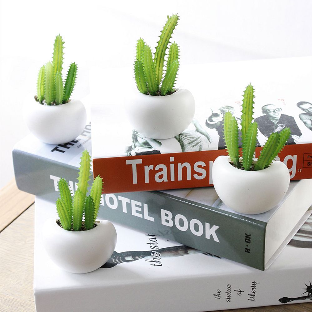 Succulent Plant Fridge Magnets Label Mini Bonsai Magnet Button Potted Simulation Plant Refrigerator Message Sticker Home Decor