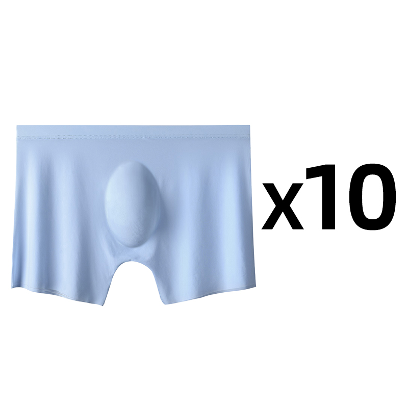 10 stk./parti herre sommer issilke boxershorts sømløse undertøj lingeri underbukser shorts ultratynde åndbare sexede trusser: Xs / Militærgrøn