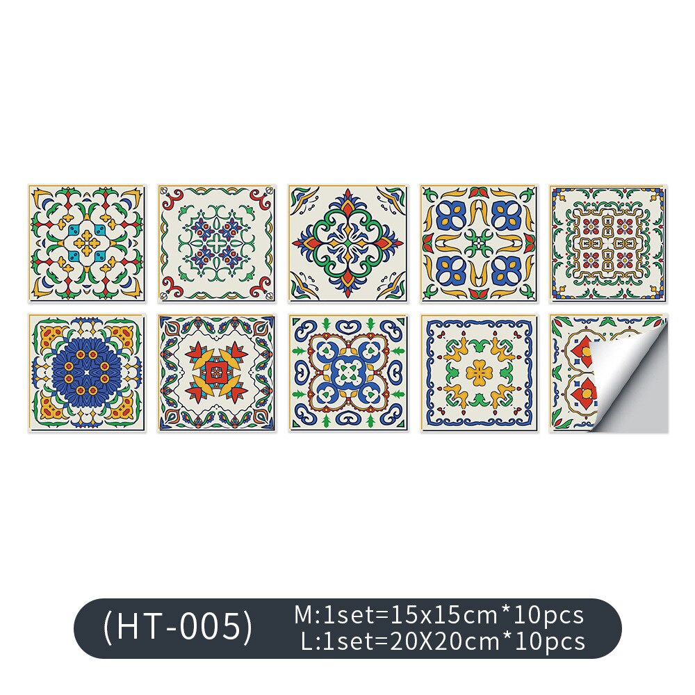 10pcs Crystal Tile Self-adhesive 3D Wall Sticker Kitchen Wallpaper Murals Waterproof Sticker for Living Room Bathroom Decoration: 05 / L 20X20cm 10pcs