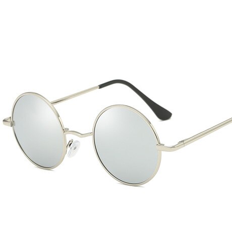 Jaxin retro runde solbriller mænd personlighed smukke sorte polariserede solbriller mr brand classic mirror  uv400: Sølv