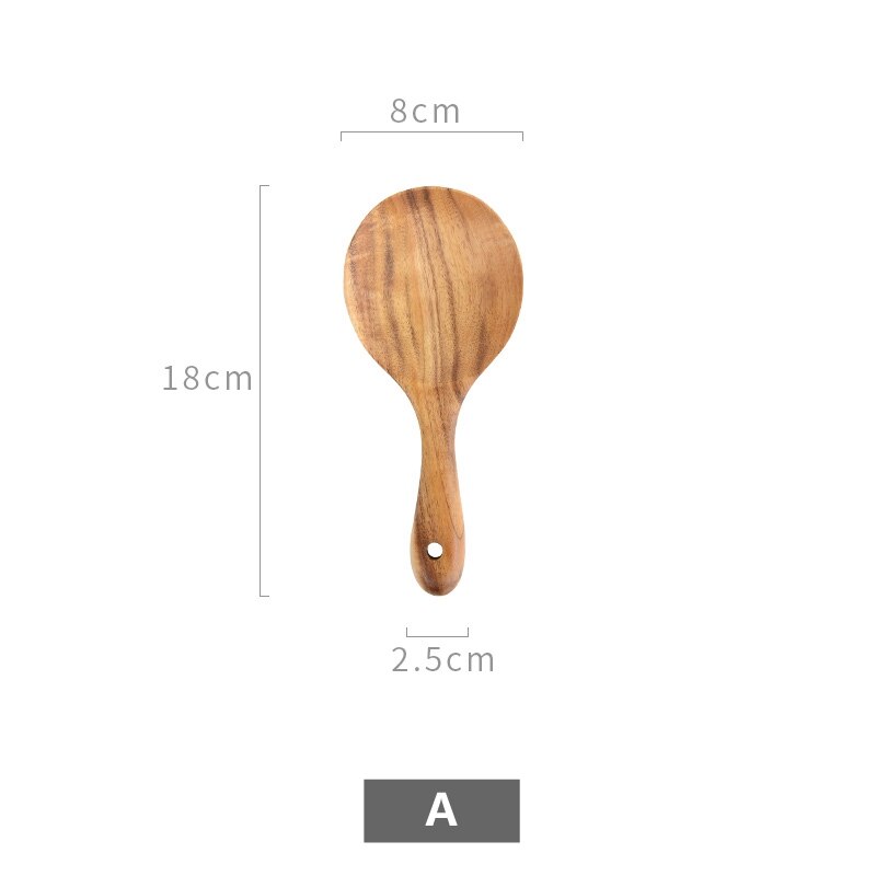 Wooden Kitchen Utensils Cooking Spoon Rice Paddle Long Handled Spoon Ladle Salad Mixing Serving Spoon Cooking Tools Accessories: A