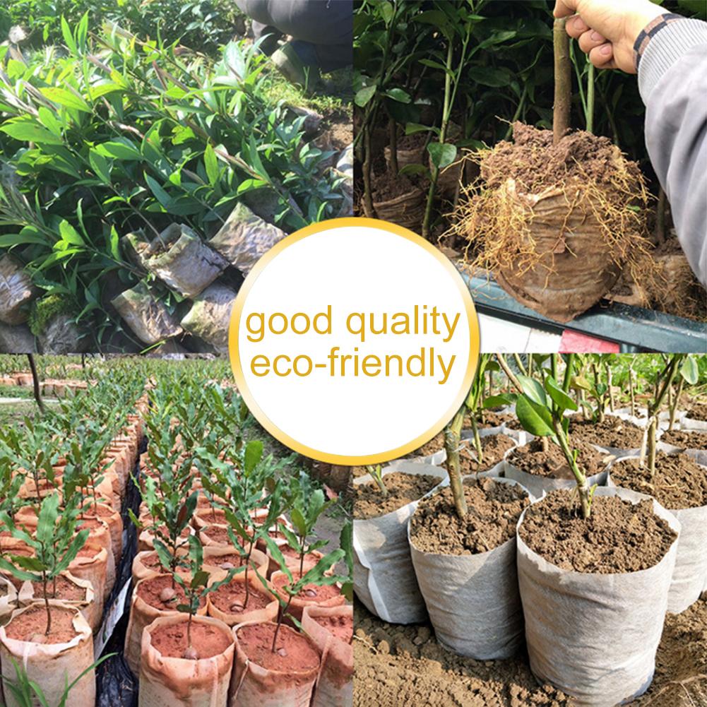 100pcs Biodegradable Non-woven Nursery Bags Plant Grow Bags Fabric Seedling Pots Eco-Friendly Aeration Planting Bags Multi Sizes