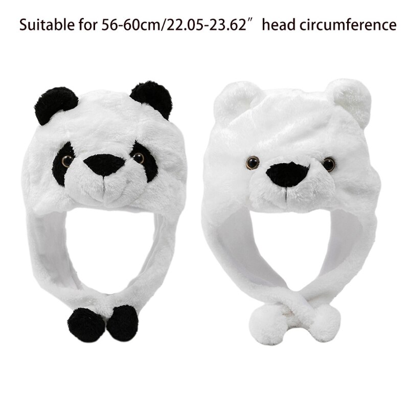 634C-gorro de oso Panda para Halloween, gorro cálido Kawaii, esponjoso, a prueba de viento, accesorios de Halloween
