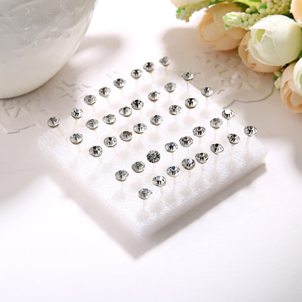 Rinhoo-Juego de 20 pares de pendientes de cristal blanco para mujer, joyería de Color blanco, Piercing de 2mm, 3mm, 4mm, 5mm, de joyería para niña
