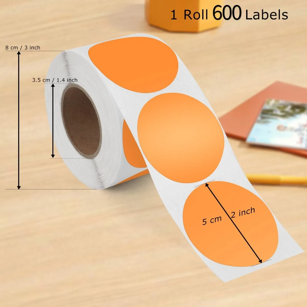 Thermische Stickers-600 Labels/1 Rol 2 Inch Cirkel Thermische Sticker Etiketten Zelfklevend Rond Directe Thermische Multifunctionele Rol