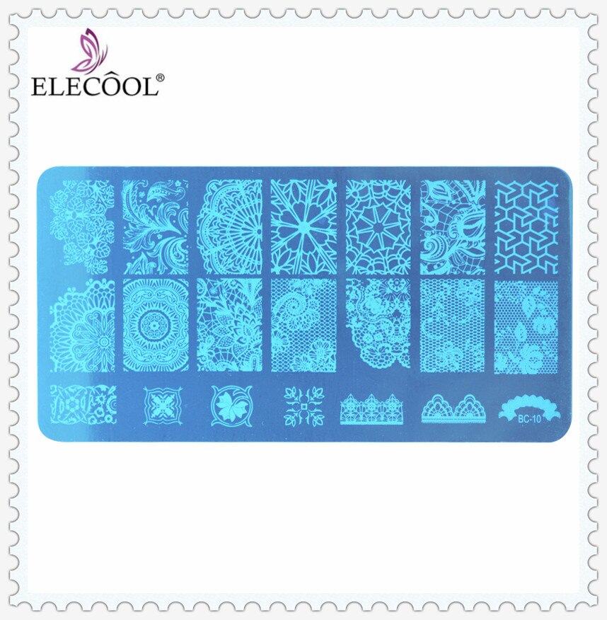 1 pièces Nail Art timbre estampage Image plaque ongles impression pochoir dentelle modèle bricolage bleu masque ongles impression Nail Art manucure outils: 10