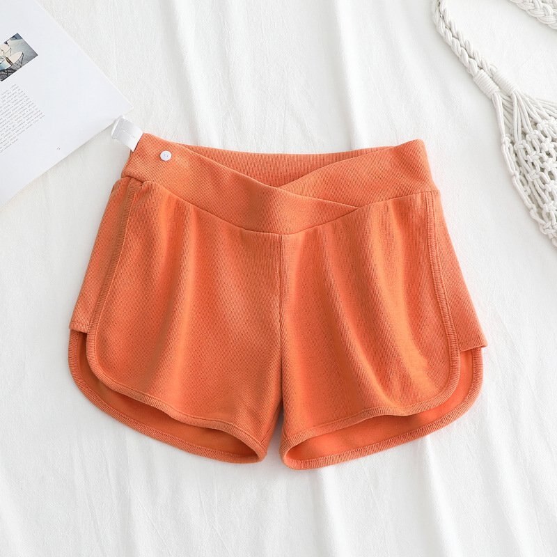 Pantalones cortos de de maternidad para verano, pantalones de maternidad con abertura lateral, pantalones de embarazo de pierna ancha, pantalones de chándal exteriores y domésticos, ropa de mujer embarazada de talla grande XL: Naranja / XL