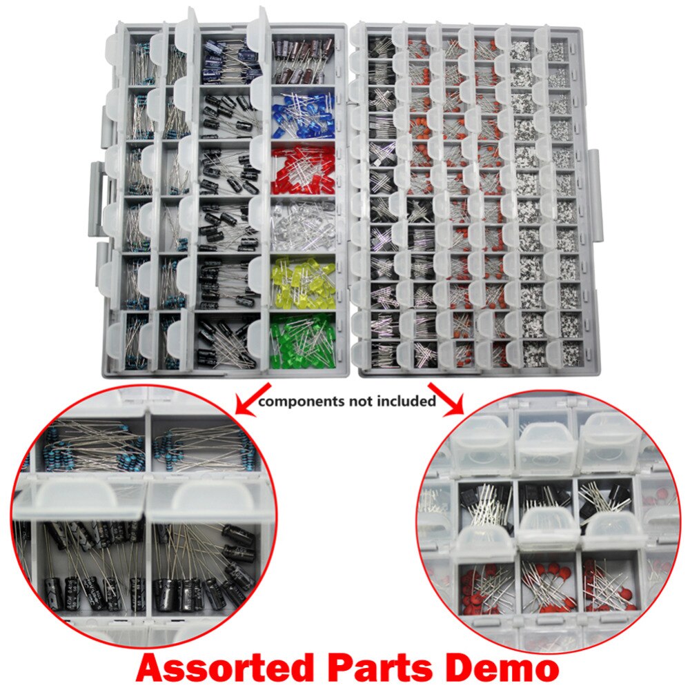 Aidetek modstand kondensator organisator håndværk perler opbevaringsboks kit kabinet smd smt dele arrangør overflademontering værktøjskasse alt 96