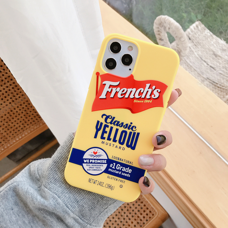 Cute Funny Heinz Tomato Ketchup mustard Protective Case For iphone 14 13 12 11 Pro Max XR 6 7 8 plus luxury cover cases: Silicon / Blue