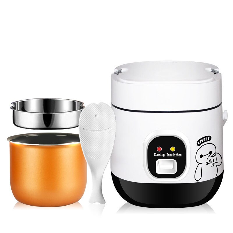 Mini olla eléctrica portátil para calentar arroz, vaporera para comida, olla multifunción para cocinar comida, fiambrera para 1-2 personas: Blanco / EU