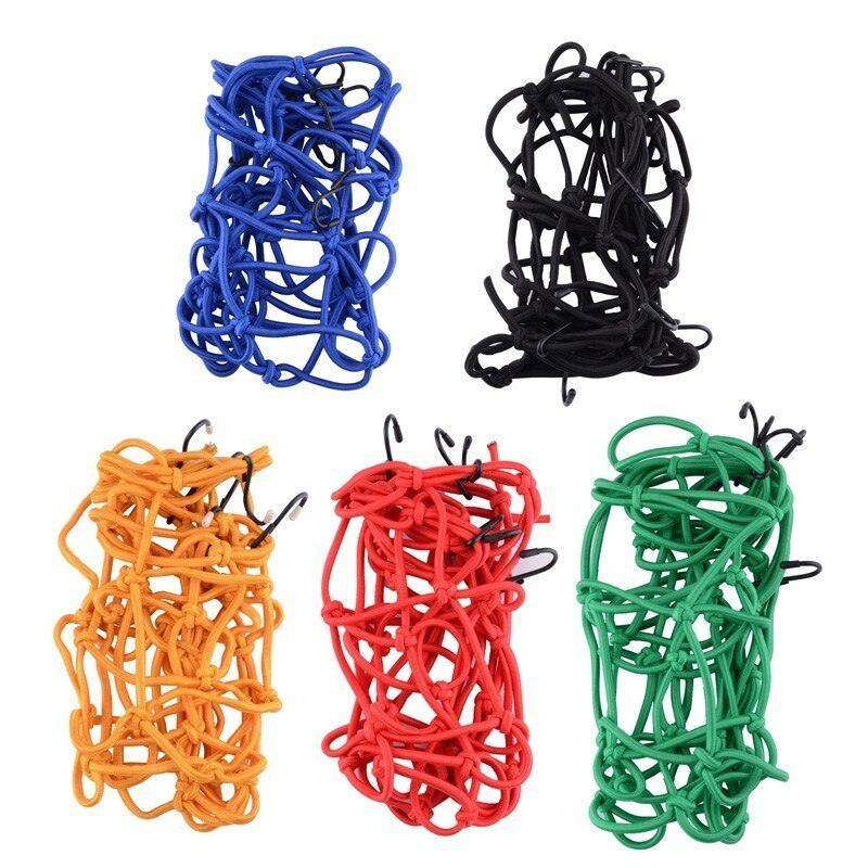 40*40cm capacete da motocicleta bungee bagagem hold capacete universal malha de armazenamento tanque combustível bagagem malha web bike 6 ganchos segurar para baixo