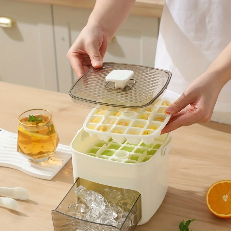 48 Grid Handheld Press Type Ice Cube Mold (no Power Required) Double-layer , Essential Kitchen Tool for Refrigerators
