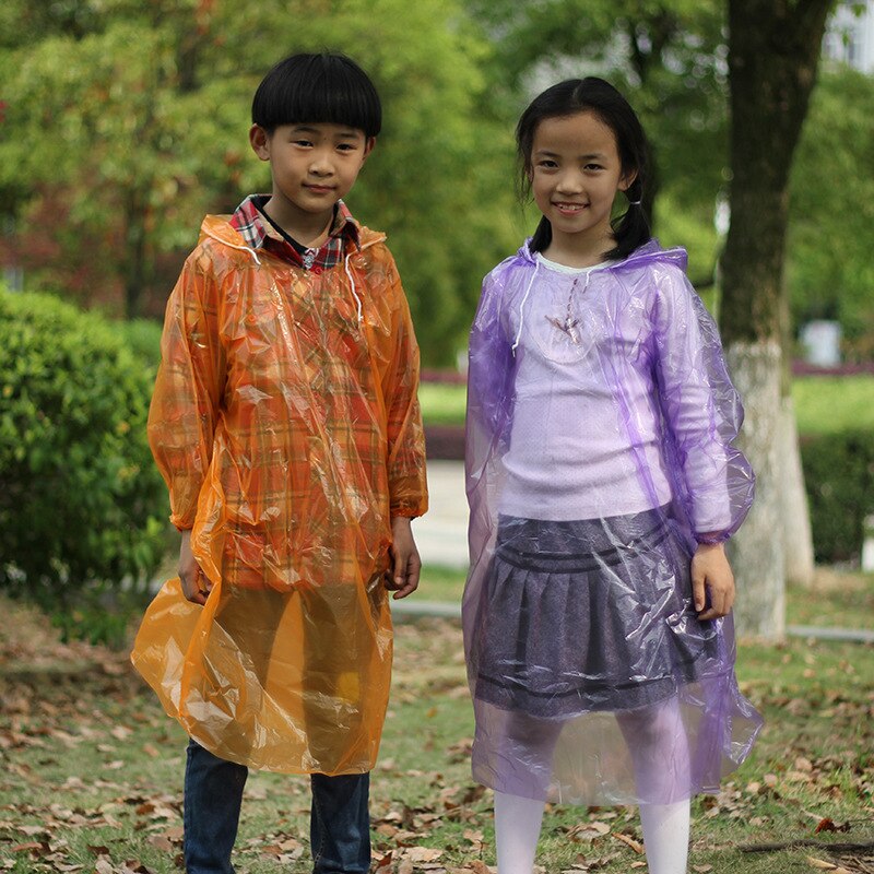 Children Disposable Raincoat Thickened Collar Loose Sleeve Outdoor Raincoat The Same Style For Mother And Child