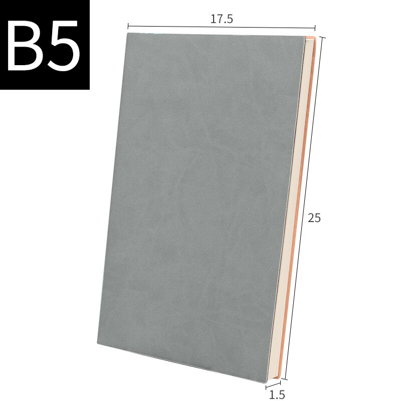 Simple business office PU leather notebook student a5 a6 b5 soft copy notebook: B5 Gray 17.5x25