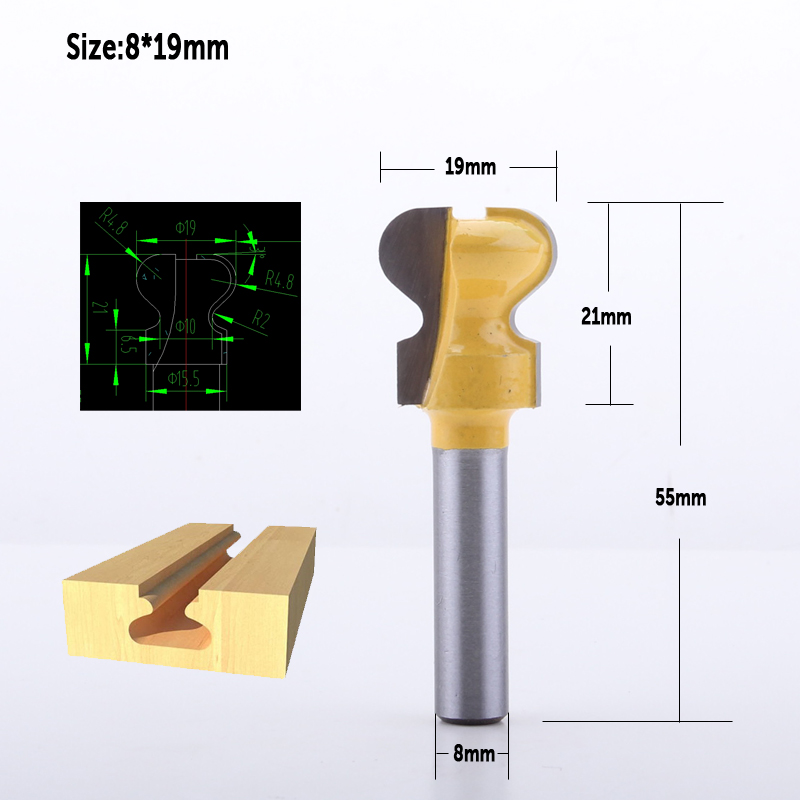 CHWJW 1pc 8mm 1/2 &quot;Shank Klassieke Dubbele Vinger Hout Router Bit C3 Carbide Hout Lade Frezen houtbewerking Gereedschap: 8mmx19mm