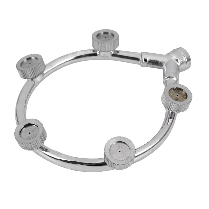 2X Stainless Steel Fan Ring With 5 Nozzle Seats Sprayer Mist Fan Ring Water Sprayer Fine Fog Ring