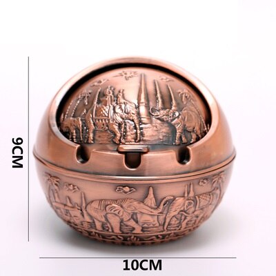 Creatieve Draagbare Legering Ronde Bal Asbak Auto Asbak Mini Asbak Relief Stamped Patroon Cadeau voor Outdoor Indoor: 2