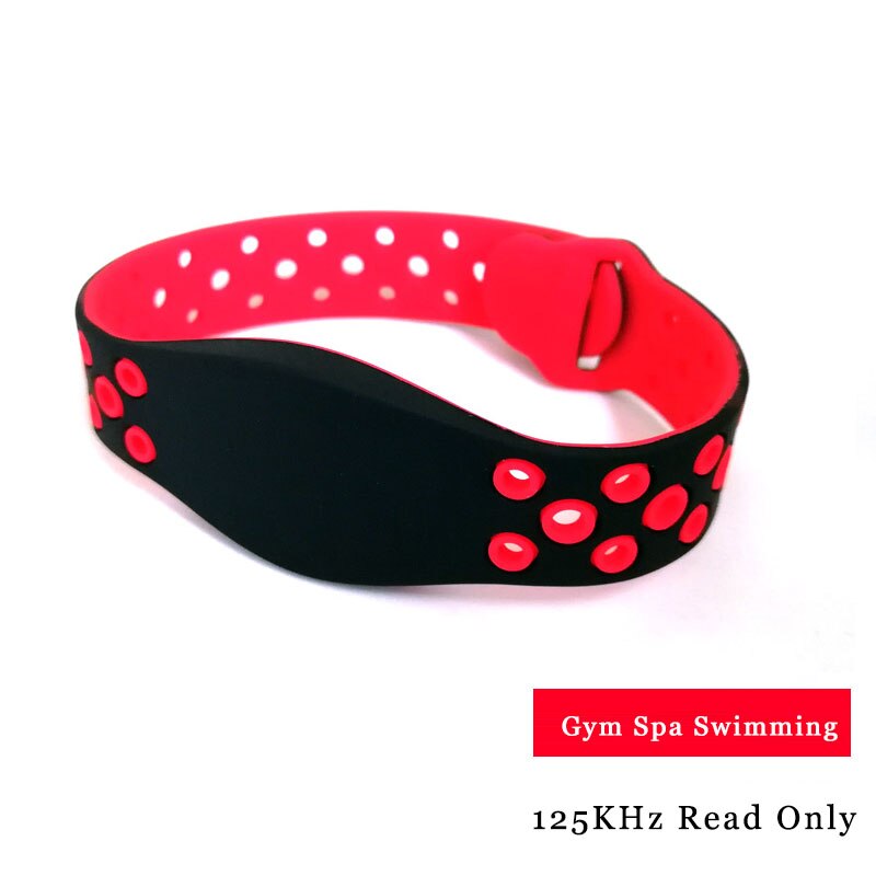 Pulsera EM 125Khz EM4100, pulsera de silicona RFID, solo lectura, Protocolo 18000-2: WB08-Red