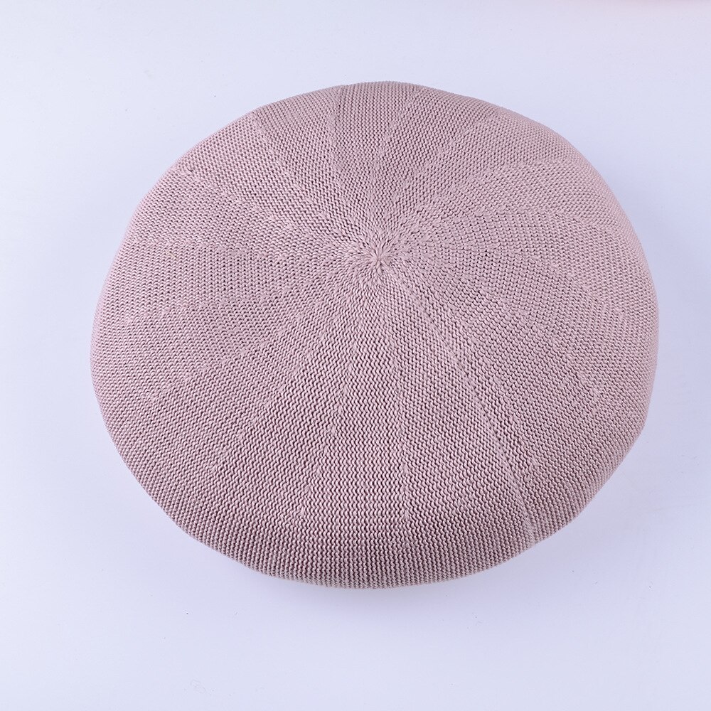 Spring Summer Breathable Hat Ladies Cotton Linen Solid Candy Color Beret French Artist Knitted Beret: 8
