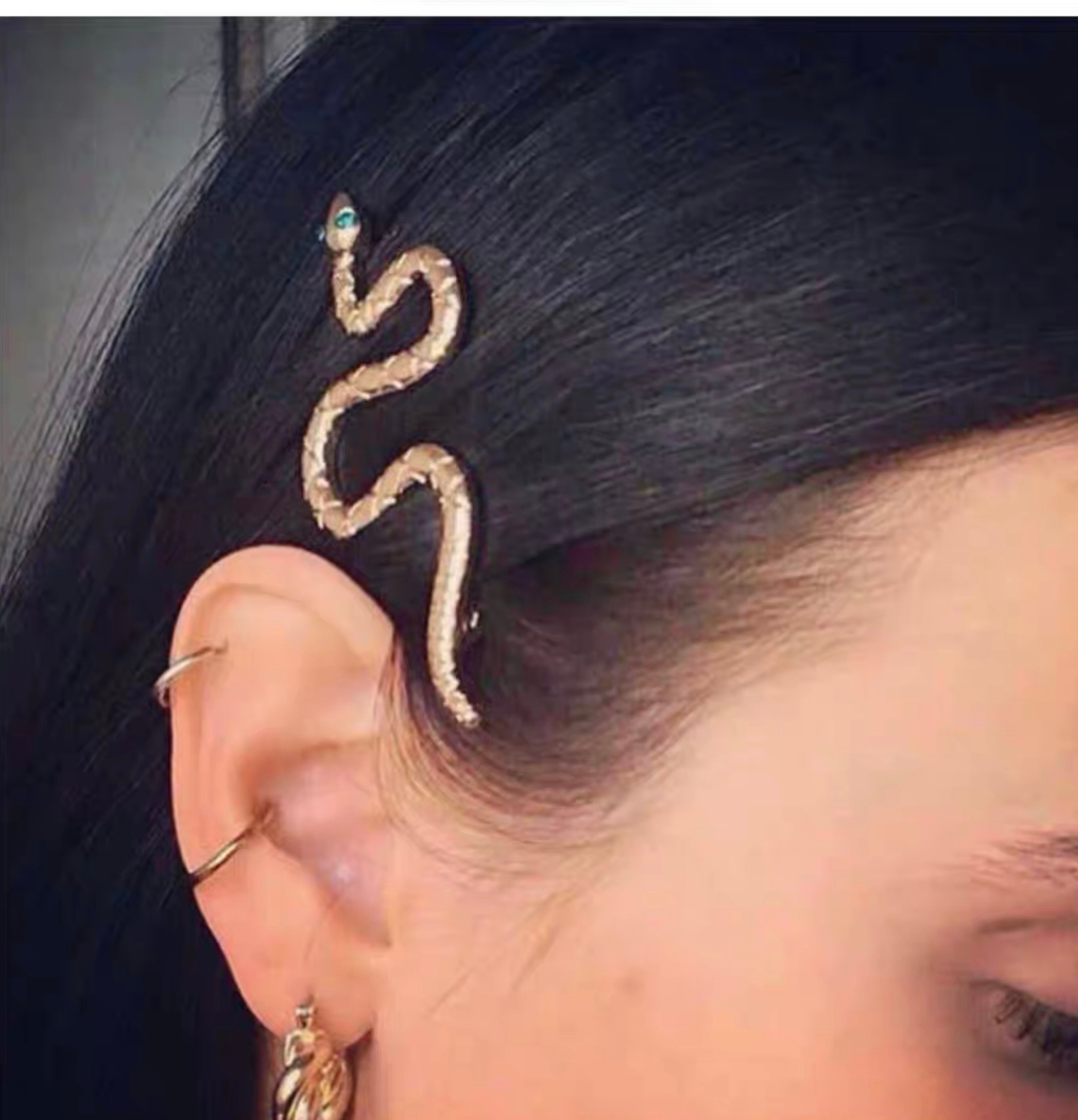 Nette Einfache Trend retro Schlange Jahrgang metall Eine linie haarnadel für frauen schmuck