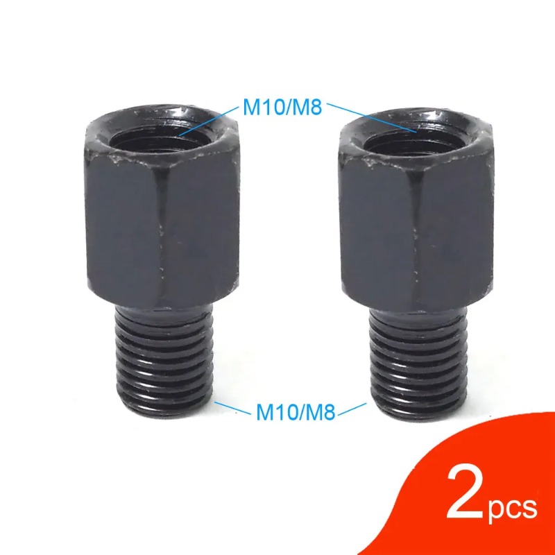 1 Paar schwarze Motorrad-Spiegeladapter M10 10 mm M8 8 mm Rückspiegel Umwandlungsschraube Ich bin Uhrzeigersinn Anti-Uhr Rechts-Verknüpfungen-Gewinde