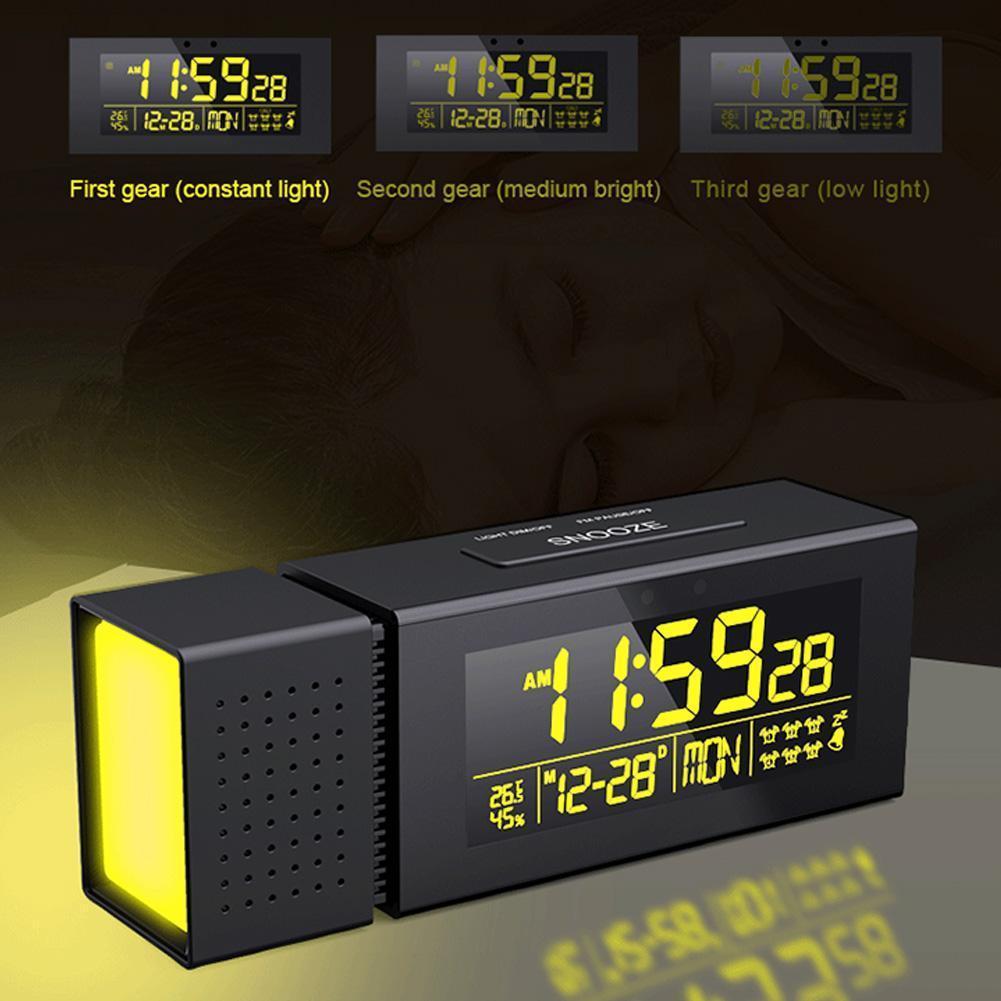 Digital Alarm Clock IR Sensor Movable Night Light With Temperature Humidity Night Decor FM Radio Display Clock Digital Tabl C9Z3