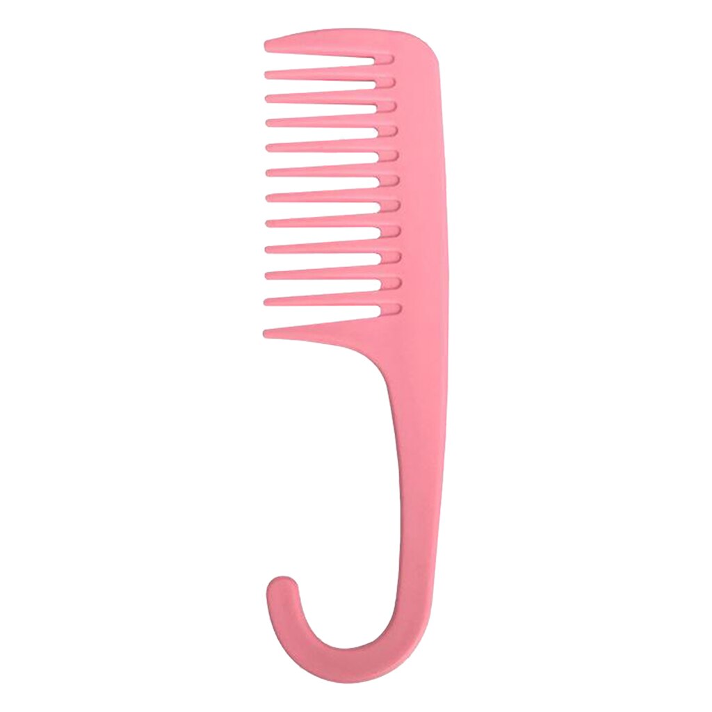 Wide Tooth Comb With Hook Anti-static for Curly Wet Dry Hair Tangle Free: Pink